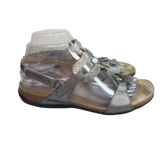 Mephisto Adelie pewter snakeprint adjustable comfort sandals - Picture 1 of 14